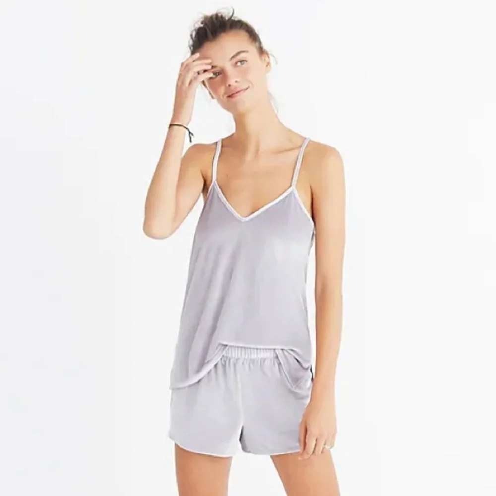 Madewell Velvet Cami and Shorts Pajama Set Silver Gray XS XXS Loungewear